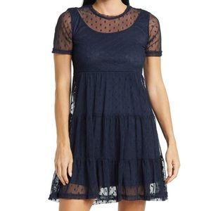 NWT Love By Design Leo Mesh Babydoll Dress XL NAVY color